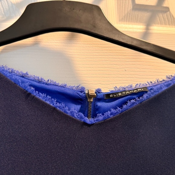 Elie Tahari Navy Sheath Midi Dress with Bateau Neckline - Picture 7 of 7